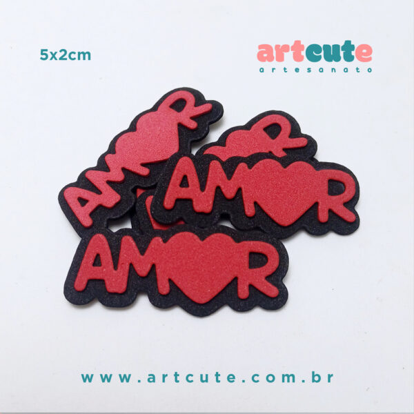 Aplique em EVA Amor. Pacote com 20un