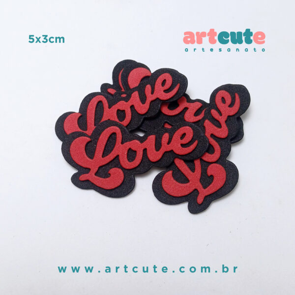 Aplique em EVA Love Retro. Pacote com 20un