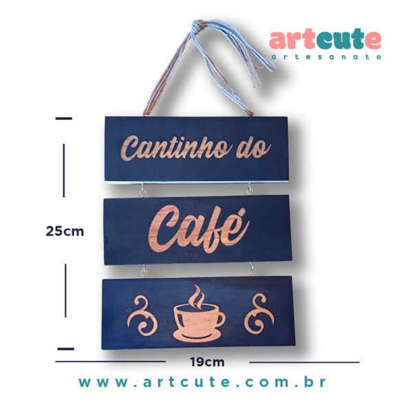 Plaquinha Decorativa Cantinho do Café Preta 25X19cm