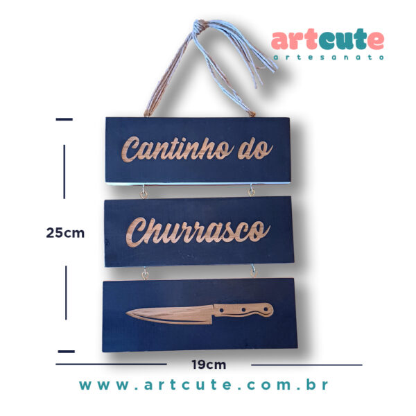 Plaquinha Decorativa Cantinho do Churrasco Preta 25X19cm