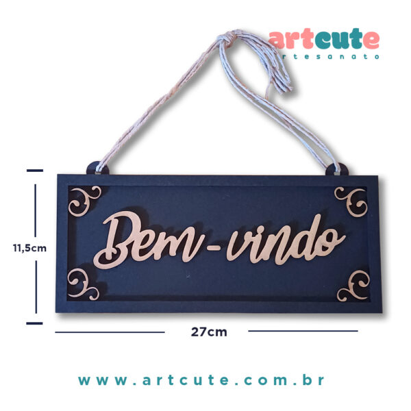 Quadrinho Decorativo Bem-Vindo 27X11,5cm