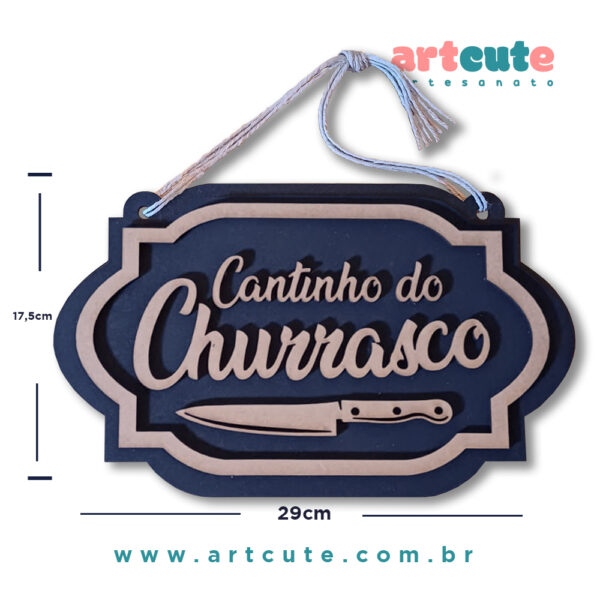 Quadrinho Decorativo Cantinho do Churrasco 29X17,5cm